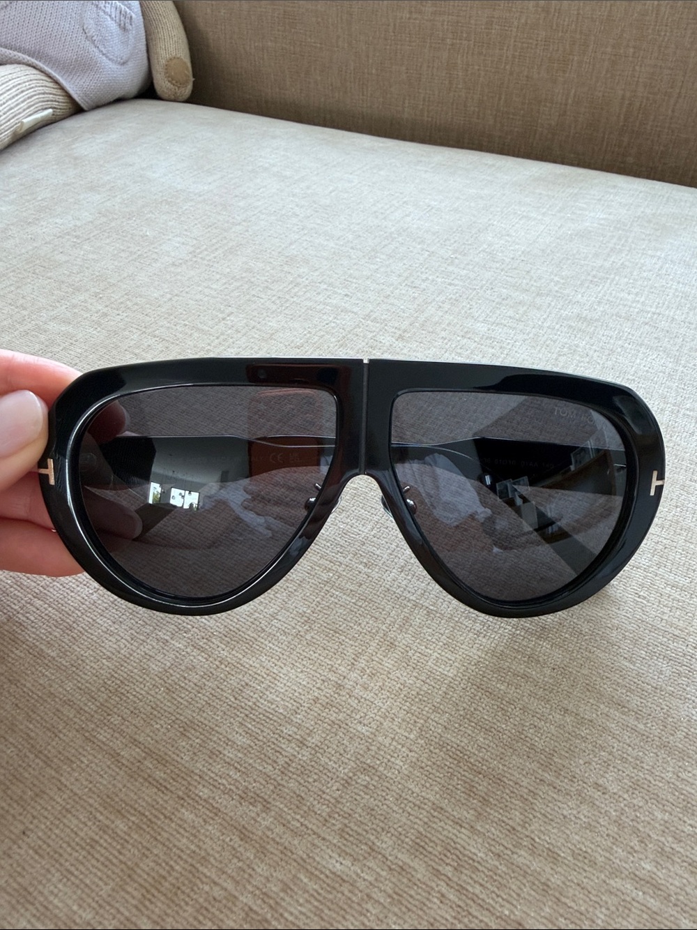 tom ford Black Aviator Sunglasses with Gold Accents